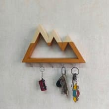 Handmade Wooden Key Holder – Cascade Mountain Shapes, 25×14.5 cm, 5 Hooks