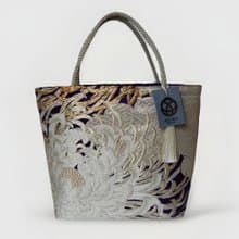 獨一無二真絲和服袋帶托特包, 日本手工刺繡升級改造包, 和風藝術