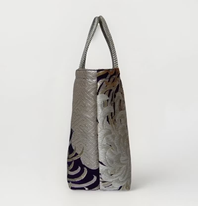 獨一無二真絲和服袋帶托特包, 日本手工刺繡升級改造包, 和風藝術