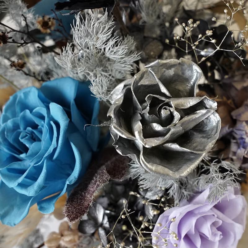 【竒花】奢華黑紫永生乾燥花盆栽 生日禮物 開幕喬遷新居禮