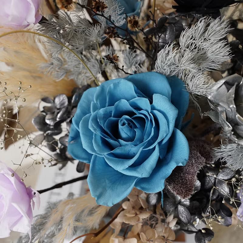 【竒花】奢華黑紫永生乾燥花盆栽 生日禮物 開幕喬遷新居禮