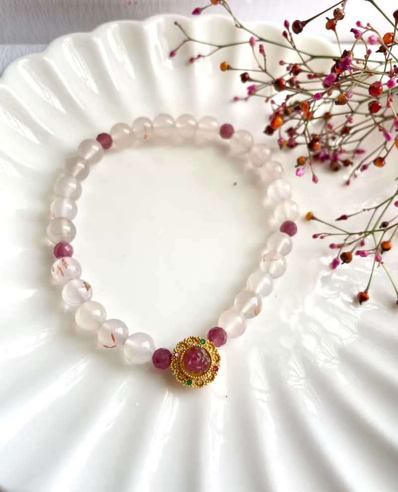 荔枝玫瑰手串手鍊   南紅瑪瑙荔枝凍紅寶石