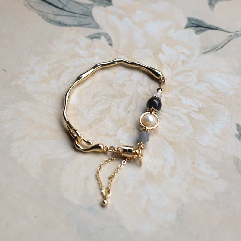 【君影】天然石 手鐲 手鍊 | 堇青石 珍珠 灰水晶 月光石