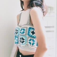 鹽系少女系列 祖母方格花磚背心