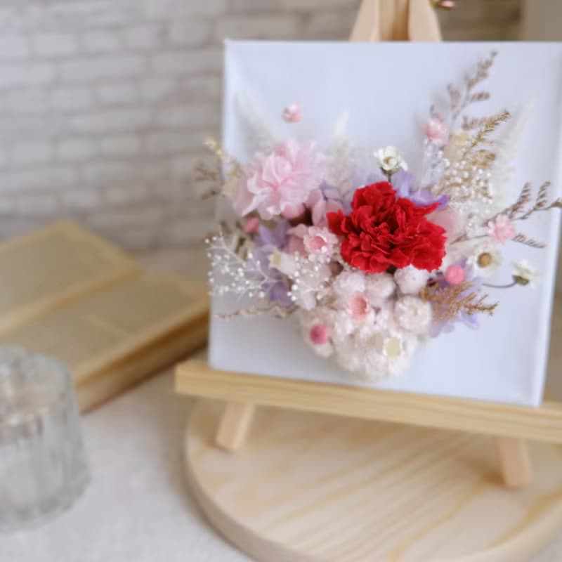 永生花小畫布/永生花/乾燥花/不凋花/母親節/康乃馨/滿滿的愛