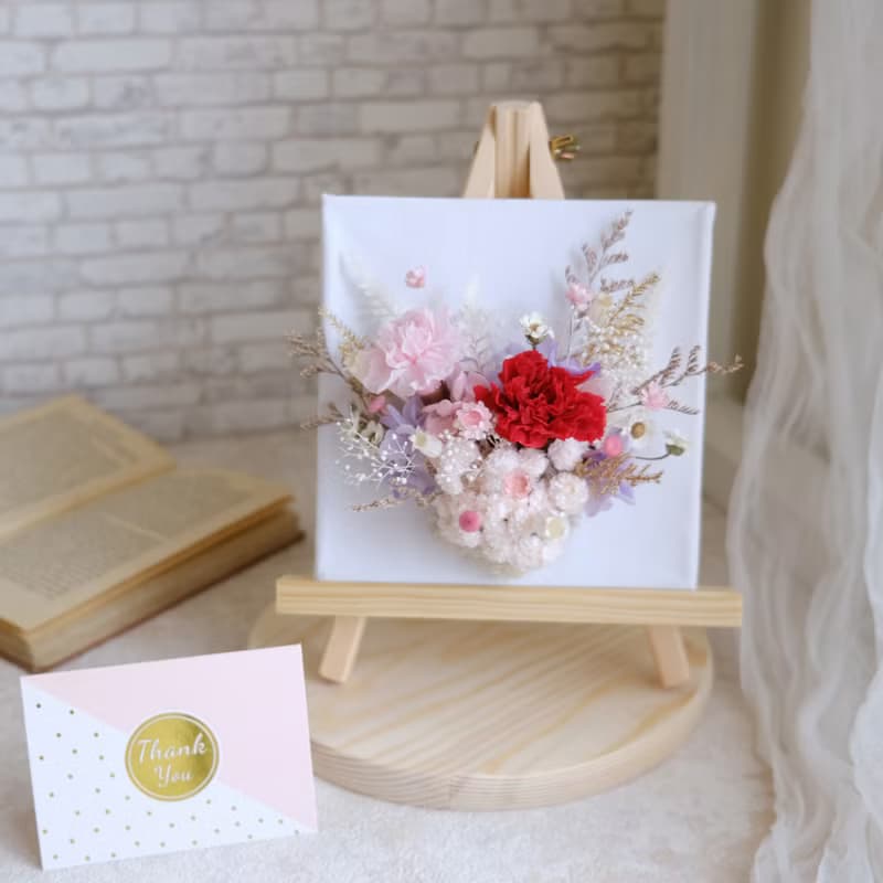 永生花小畫布/永生花/乾燥花/不凋花/母親節/康乃馨/滿滿的愛