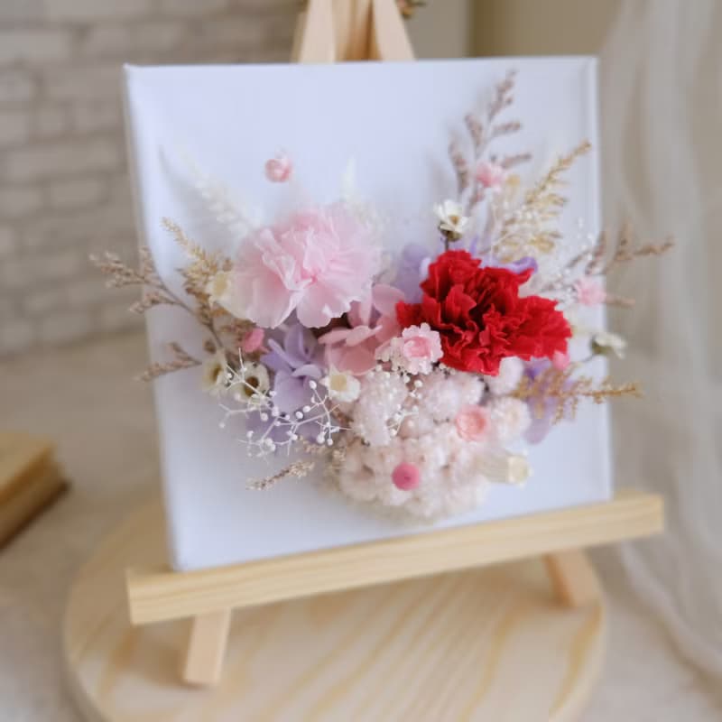 永生花小畫布/永生花/乾燥花/不凋花/母親節/康乃馨/滿滿的愛