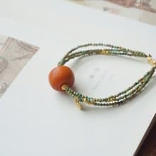 天然蜜蠟面包扣綠松石手鏈胖嘟嘟的蜜蠟面包扣搭配綠松石新中式