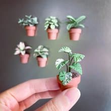 迷你觀葉植物盆栽磁鐵_共6款。仿真黏土觀葉植物