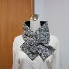 毛呢蝴蝶結 可調式短圍巾.scarf 圍脖雙面雙色 大人.孩均可用