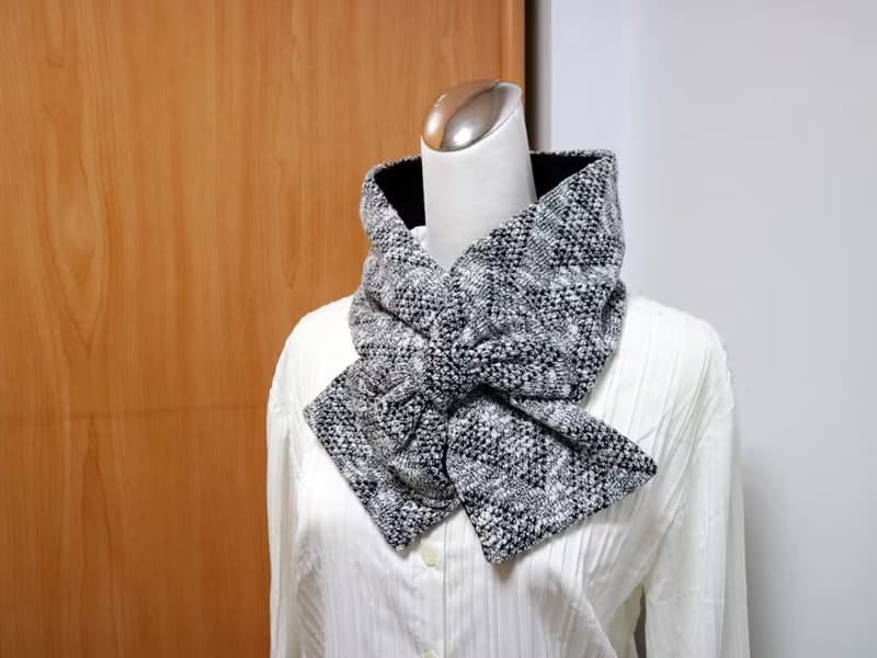 毛呢蝴蝶結 可調式短圍巾.scarf 圍脖雙面雙色 大人.孩均可用