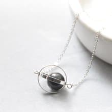 守護星球。宇宙。銀環。黑曜石。項鍊 Guardian Planet。Galaxy。Sliver Ring。Obsidian。Necklace。生日禮物。閨蜜禮物。姐妹禮物