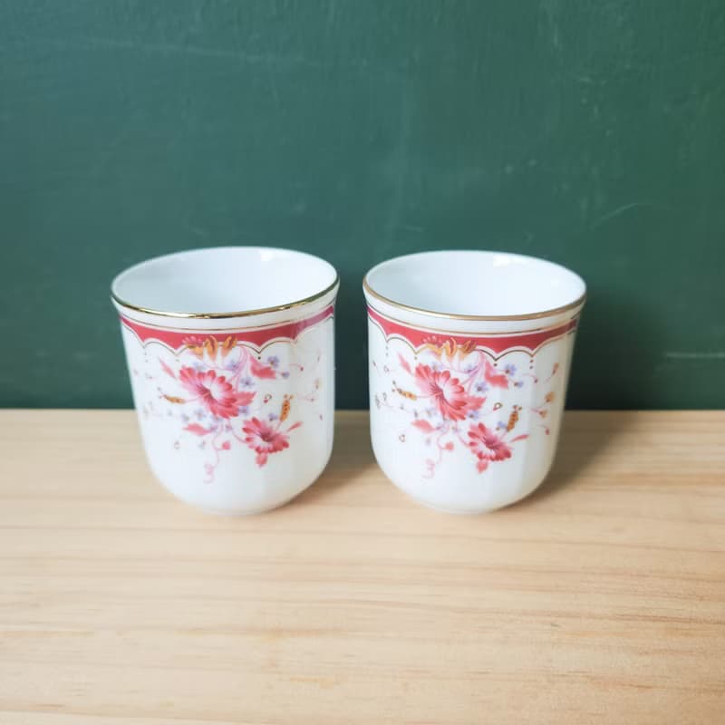 【北極二手雜貨】早期大同特白瓷器 茶杯 花朵圖案