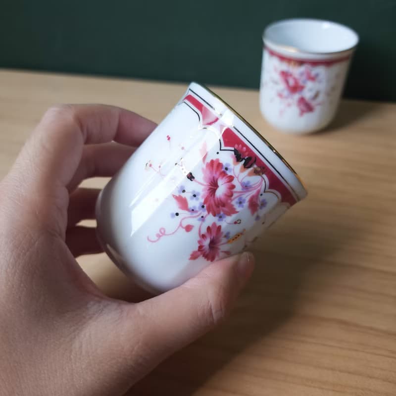 【北極二手雜貨】早期大同特白瓷器 茶杯 花朵圖案