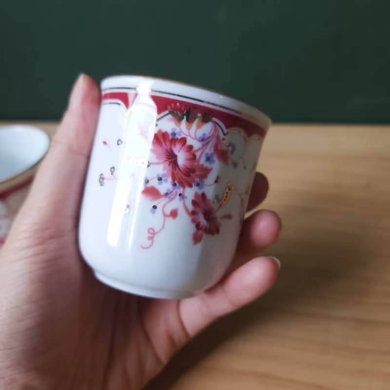 【北極二手雜貨】早期大同特白瓷器 茶杯 花朵圖案