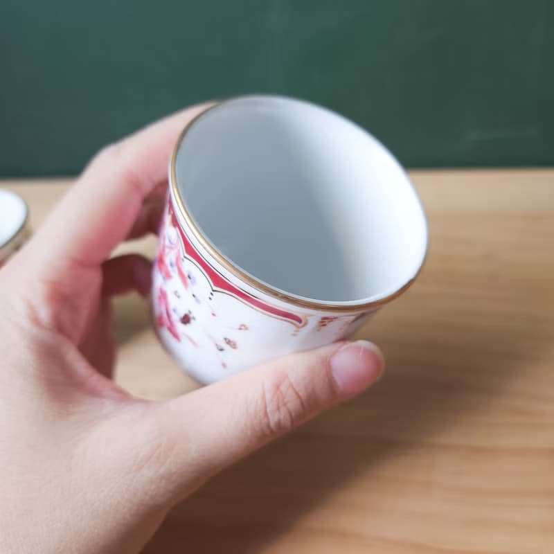 【北極二手雜貨】早期大同特白瓷器 茶杯 花朵圖案