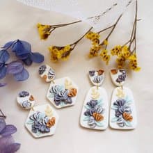 立體虞美人花束軟陶耳環