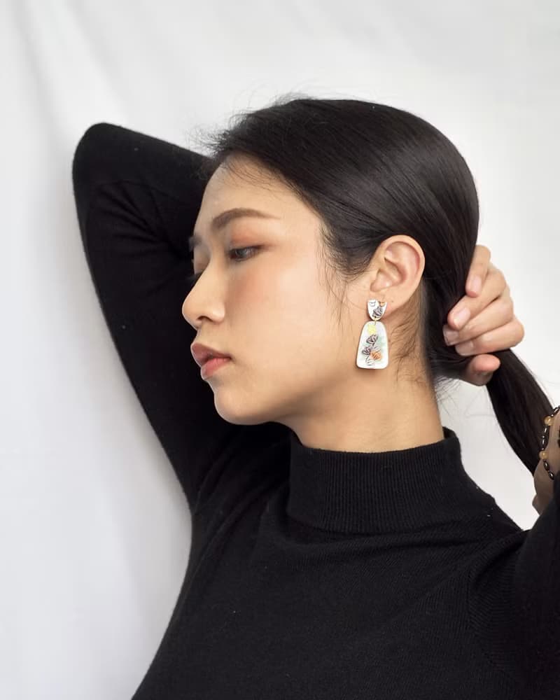 立體虞美人花束軟陶耳環