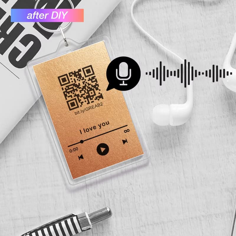 【DIY歌曲照片】情侶禮物一對優惠 音樂播放器鑰匙圈 掃碼聽歌