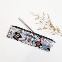 【日式圖騰-灰】 餐具袋 環保 筆袋 刷具袋 交換禮物