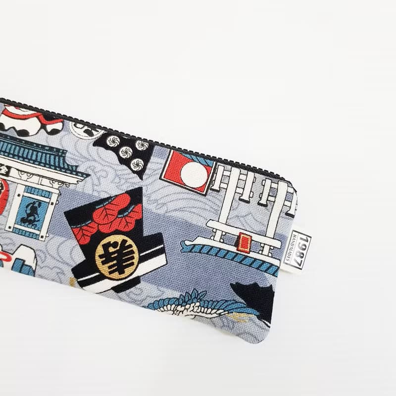 【日式圖騰-灰】 餐具袋 環保 筆袋 刷具袋 交換禮物