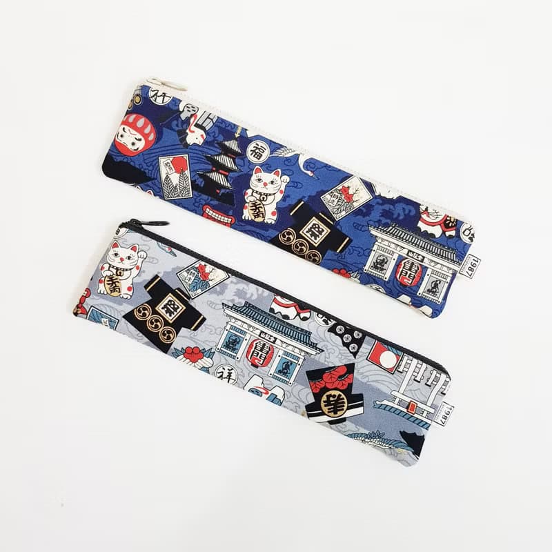 【日式圖騰-灰】 餐具袋 環保 筆袋 刷具袋 交換禮物