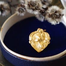 Antique新藝術時期1920 骨董金色仕女流動花卉項鍊墜 FIX N717