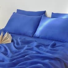 Royal blue linen sheet set / Flat+fitted sheet+2 pillowcases / Blue bedding