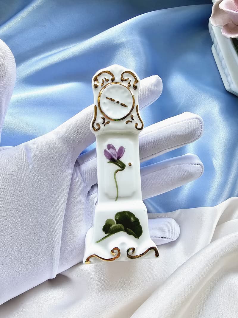 英國AYNSLEY蘭花復古落地鐘瓷器擺飾/vintage美國西洋古董飾品