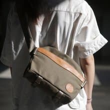 清友制包所 防水帆布復古相機包 腰包 斜挎包 男女胸前包 軍綠色