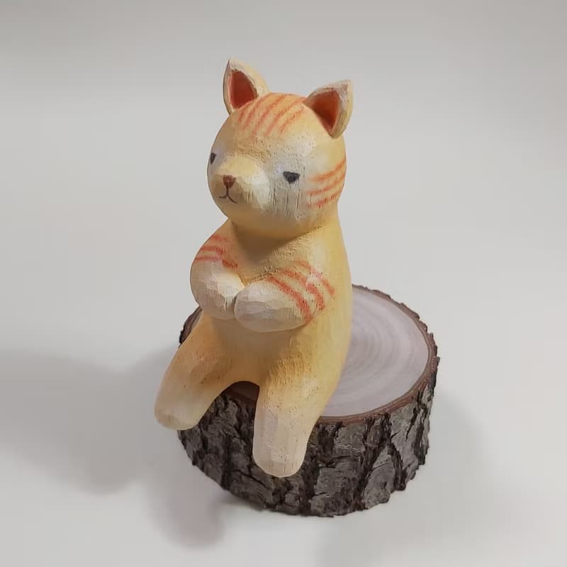 貓咪木雕藝術品