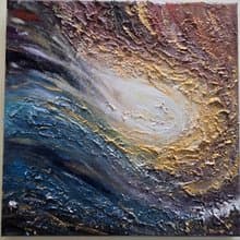 壓克力肌理畫/【宇宙之心-誕生】/療癒藝術畫/原創手繪/送禮生日/