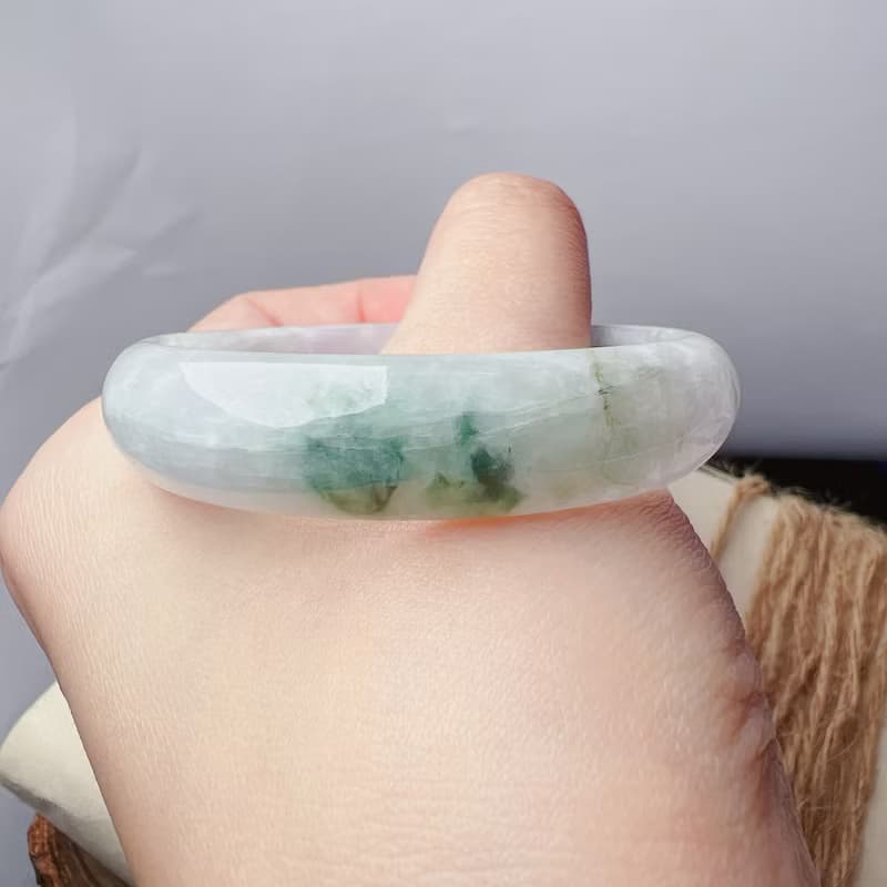 飄綠花翡翠手鐲 | 14圍 | 天然緬甸玉A貨翡翠 | 送禮
