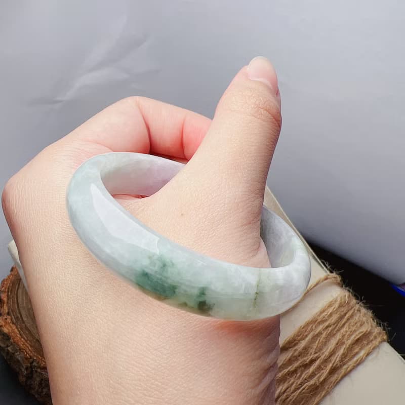 飄綠花翡翠手鐲 | 14圍 | 天然緬甸玉A貨翡翠 | 送禮