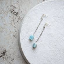 Rough Larimar Stud Earrings, 925 Silver, Virgo Birthstone gift, Libra Crystal
