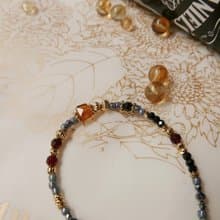 量身訂製/銅鍍金/天然石手鍊/黃水晶/紅石榴石