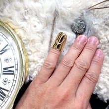 法國中古LANVIN Paris金色手指金屬尾指頭套戒指全新古著珠寶首飾