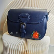 卡通火Mini Saddle 真皮手袋,托特包,斜背包,斜孭袋 青藍色