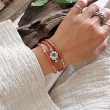 手工三圈蠟線花手鍊搭配泰銀 蠶絲蠟線設計款 泰國銀飾 手作飾品