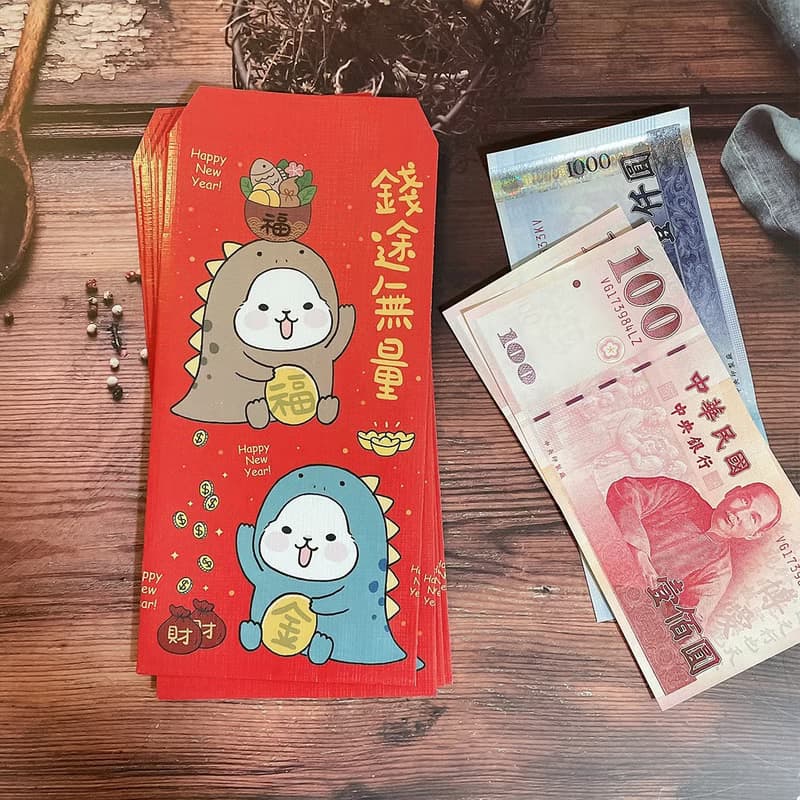 2024龍年 柚子兔紅包袋 / 錢途無量 6入 (布紋光澤感)