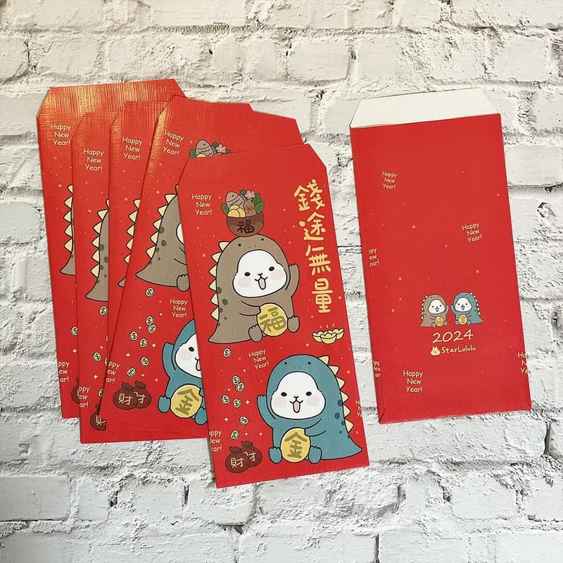 2024龍年 柚子兔紅包袋 / 錢途無量 6入 (布紋光澤感)
