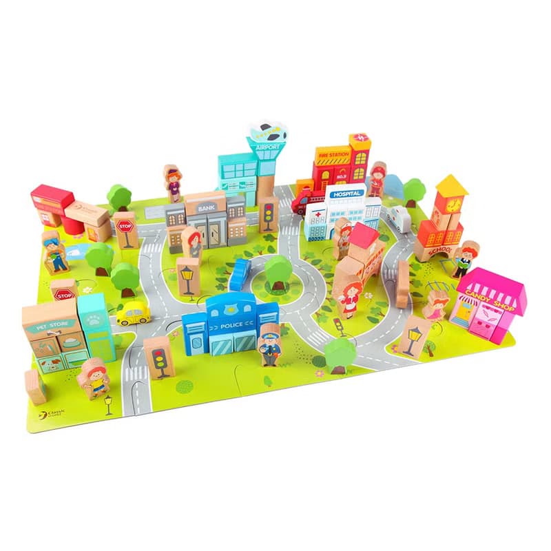 【德國ClassicWorld】城市場景積木(100Pcs)【適合3歲以上】
