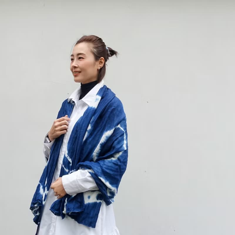 藍染圍巾(棉混羊毛款/純棉披肩款)