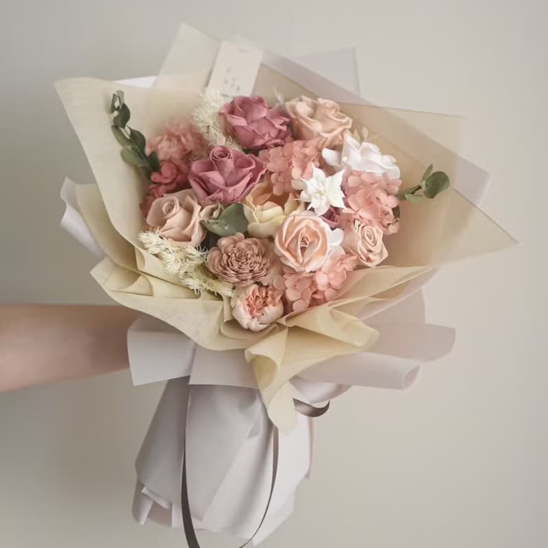 /pink girl/情人節花束 畢業花束 七夕 開幕 玫瑰花 乾燥花 求婚