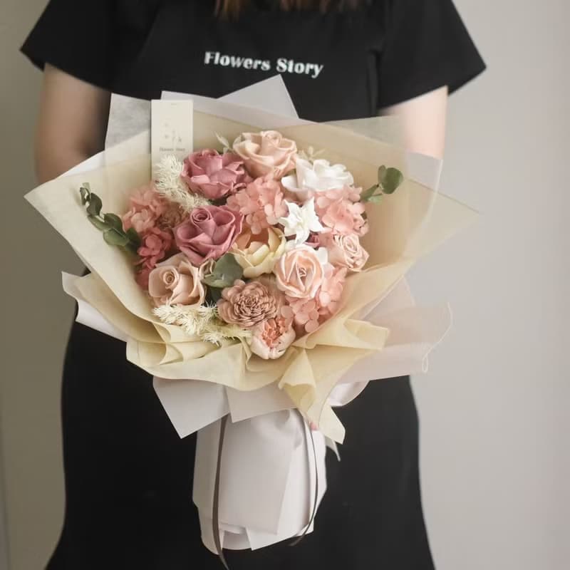 /pink girl/情人節花束 畢業花束 七夕 開幕 玫瑰花 乾燥花 求婚