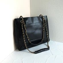 絕版古董包 Chanel黑色菱格鏈條托特包 側背包 單肩包 中古二手包