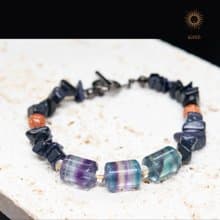 【格紋龐克/Tartan Punk】螢石閃耀藍沙石手鍊 | 天然石 水晶手鍊
