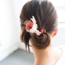 カーネリアン | 咲き編みヘアゴム | 6月誕生石