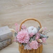 小型乾燥花提籃花【春暖】乾燥花盆花/開幕/生日/入厝