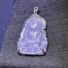 冰種翡翠觀音菩薩項鍊 925純銀 | 天然緬甸玉翡翠A貨 | 送禮